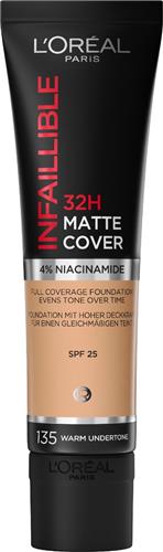 LOréal Paris Infaillible 32H Matte Cover Foundation - 135 - Foundation met een volledige dekking en een matte finish - 30 ml