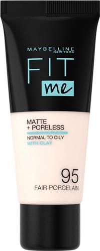 Maybelline New York - Fit Me Matte + Poreless Foundation - 095 Fair Porcelain - Medium Dekkende Foundation met Matte Finish voor de Normale tot Vette Huid - 30 ml