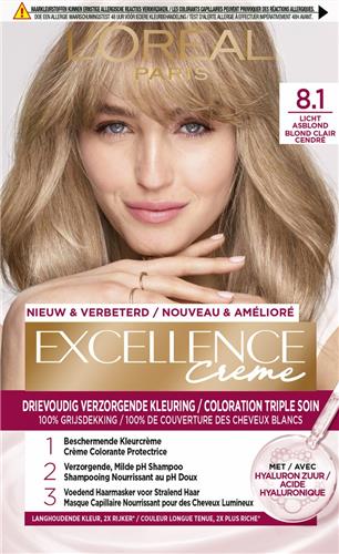 LOréal Paris Excellence Crème 8.1 - Licht Asblond - Permanente Haarverf