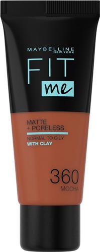 Maybelline New York - Fit Me Matte + Poreless Foundation - 360 Mocha - Medium Dekkende Foundation met Matte Finish voor de Normale tot Vette Huid - 30 ml