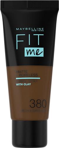 Maybelline New York - Fit Me Matte + Poreless Foundation - 380 Rich Espresso - Medium Dekkende Foundation met Matte Finish voor de Normale tot Vette Huid - 30 ml