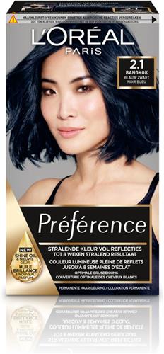 6x L'Oréal Préférence Permanente Haarkleuring 2.1 Blauw Zwart