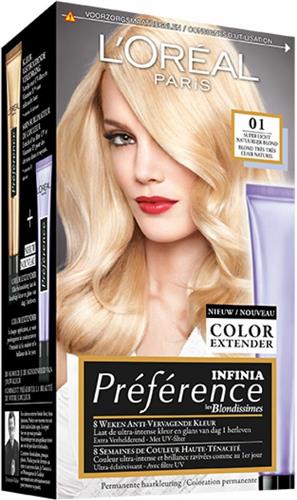 3x L'Oréal Préférence Le Blonding Permanente Haarkleuring 01 Ultra Licht Natuurlijkblond