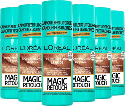 L'Oréal Paris Magic Retouch Donkerblond Camouflerende Uitgroeispray Voordeelverpakking - 6 x 75ml