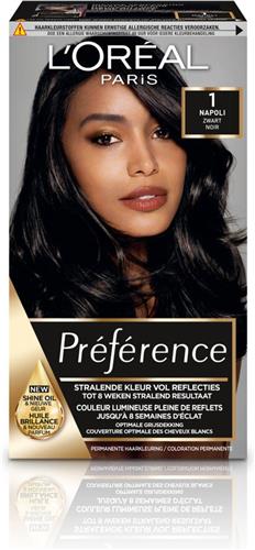 3x L'Oréal Preference Haarkleuring 01 Napoli - Zwart