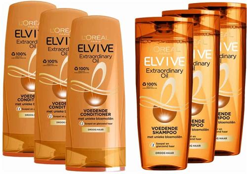 L'Oréal Elvive Extraordinary Oil - Shampoo 3x 250 ml & Conditioner 2x 200 ml - Pakket