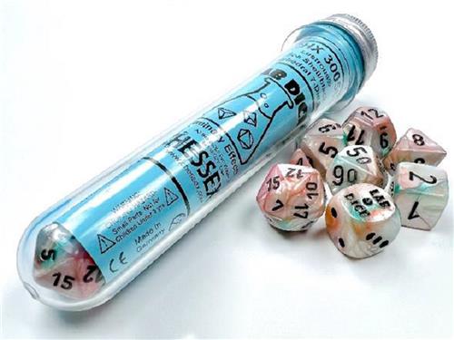 Chessex 8-Die set Lab Dice Lustrous Luminary Sea Shell/Black