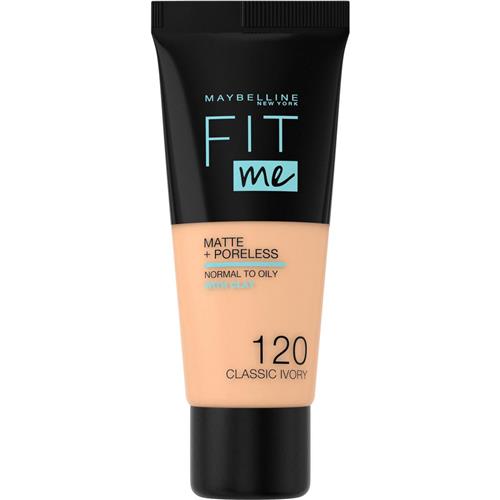 Maybelline New York - Fit Me Matte + Poreless Foundation - 120 Classic Ivory - Medium Dekkende Foundation met Matte Finish voor de Normale tot Vette Huid - 30 ml