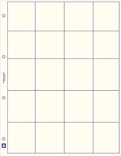 Hartberger GMI 20 ivoor ruit bladen (10x) - kartonnen tussenbladen met print - geschikt voor GM20 standaard of super muntbladen - 245 x 285 mm - 10 stuks schutbladen