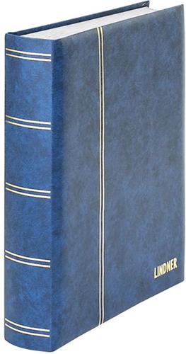 Lindner 1162S Postzegelalbum  Blauw - groot formaat  30/60 blz. witte bladen - - luxe  gewatteerd Postzegels - insteekalbum - insteek - compact  stockboek