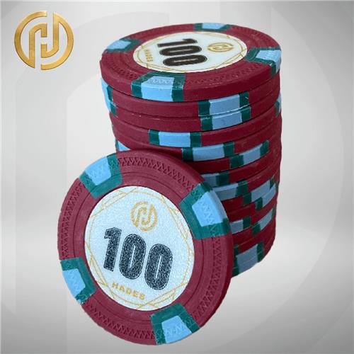 Hades MTT Classic Poker Chips 100 donkerroze (25 stuks) - pokerchips - pokerfiches - poker fiches - clay chips - pokerspel - pokerset - poker set