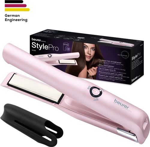 Beurer HS 20 Stijltang - Reis stijltang - Straightener - Draadloos gebruik - Oplaadbaar - 3 Temperatuurstanden - Snelle opwarming - Keramische & toermalijn coating - Beschermkap - 3 Jaar garantie