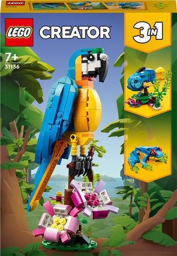 LEGO Creator 3in1 Exotische Papegaai - Kikker - Vis Dieren Speelgoed Set voor Kinderen - 31136