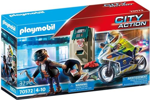 PLAYMOBIL City Action Politiemotor: achtervolging van de geldrover - 70572