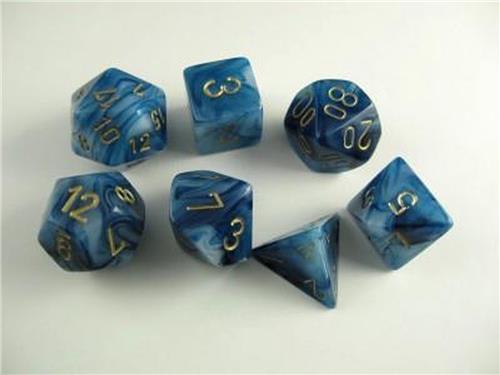 Chessex Phantom Teal/gold Polydice Dobbelsteen Set (7 stuks)