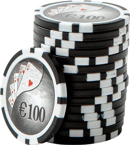 ABS Cashgame Chip 100 Zwart (25 stuks)