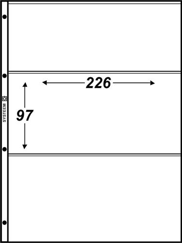 Hartberger Systeemblad S-3 met 3 vakken (226 x 97 mm) 5 stuks insteekhoezen - insteekbladen voor de verzamelaar! - voor bankbiljetten - banknotes