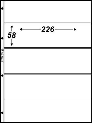 Hartberger Systeemblad S-5 met 5 vakken (226 x 58 mm) 5 stuks insteekhoezen - insteekbladen voor de verzamelaar!