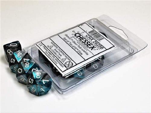 Chessex 10 x D10 Set Gemini - Steel-Teal/White