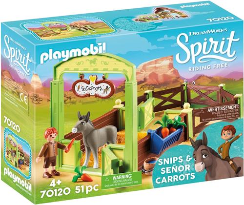 PLAYMOBIL Spirit Knip en Meneer Worteltjes met paardenbox - 70120