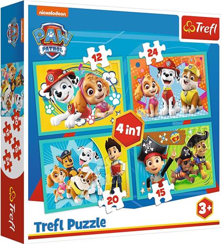 Trefl Paw Patrol 4-in-1 puzzel - 12/15/20/24 stukjes