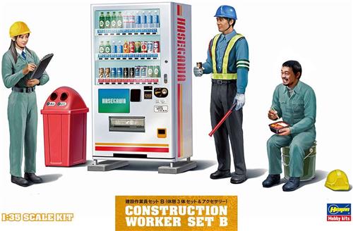 1:35 Hasegawa 66006 Construction Worker Set B Plastic Modelbouwpakket