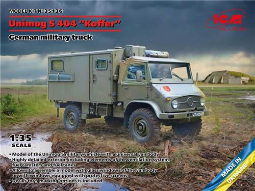 1:35 ICM 35136 Unimog S 404 with Box body - German military truck Plastic Modelbouwpakket