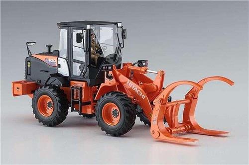 1:35 Hasegawa 66105 Hitachi Wheel Loader ZW100-6 with Log Grapple Working Machine Plastic Modelbouwpakket