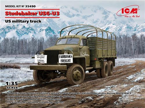 1:35 ICM 35490 US military truck Studebaker US-6-U3 Plastic Modelbouwpakket