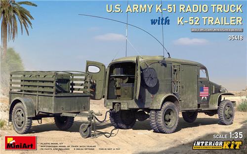 1:35 MiniArt 35418 U.S. Army K51 Radio Truck with K52 Trailer - Interior Kit Plastic Modelbouwpakket