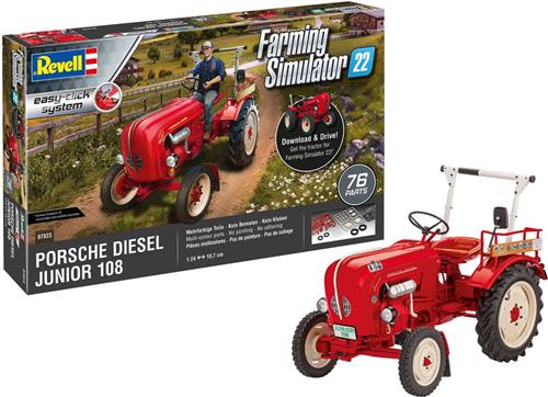 1:24 Revell 07823 Porsche Junior 108 Tractor - Farming Simulator Edition Plastic Modelbouwpakket