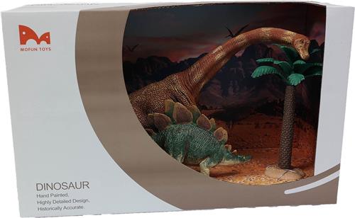 PIA Soft Toys -Brachiosaurus - Stegosaurus set in Showbox - PVC - 22-35 cm