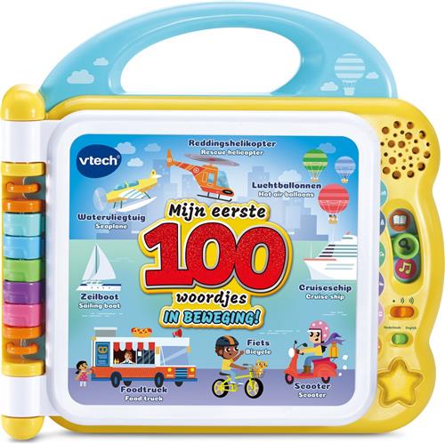 VTech Baby Mijn Eerste 100 Woordjes Boek - In Beweging - NL/EN - Educatief Babyspeelgoed - Woordjes Leren - Lezen en Geluiden - Cadeau - Baby Speelgoed 1.5 tot 4 Jaar