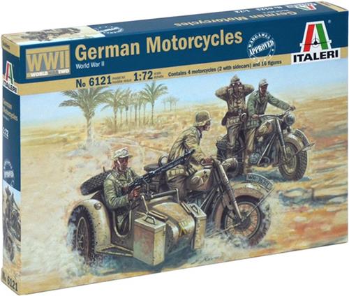 1:72 Italeri 6121 Duitse Militaire Motorfietsen WWII - 4 Motorfietsen en 16 Figuren Plastic Modelbouwpakket