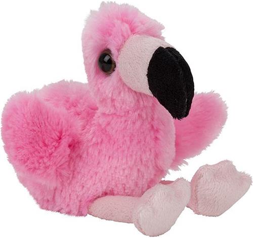 Nature Planet pluche knuffeldier Flamingo - roze - 13 cm - cadeau - tropische vogels