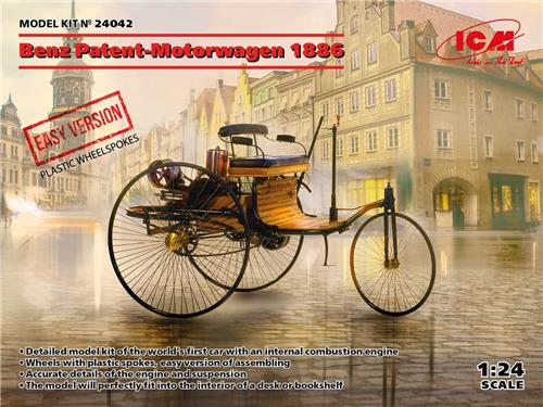 1:24 ICM 24042 Benz Patent-Motorwagen 1886 - Easy Version Plastic Modelbouwpakket