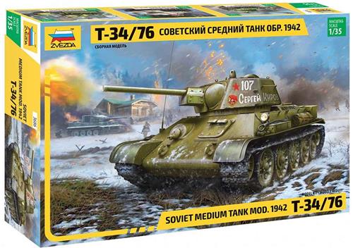 1:35 Zvezda 3686 Soviet Medium Tank T-34/76 mod. 1942 Plastic Modelbouwpakket