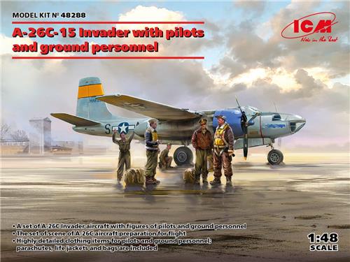 1:48 ICM 48288 A-26C-15 Invader with pilots and ground personnel Plastic Modelbouwpakket