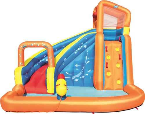 Waterpark turbo splash met klimwand en zwembad, incl airblower - 365x320x270cm