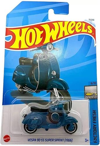 HOT WHEELS VESPA 90 SS SUPER SPRINT 1966 BLUE 71/250 BLACK 1:64 HW FACTORY FRESCH 6/1