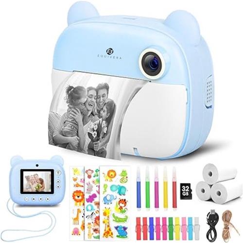 Equivera Kindercamera met Foto Printer - Kindercamera - Printcamera - Digitale Camera Kinderen - Speelgoed Camera