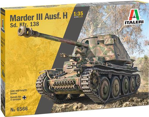 1:35 Italeri 6566 Marder III Ausf. H Sd. Kfz.138 Plastic Modelbouwpakket