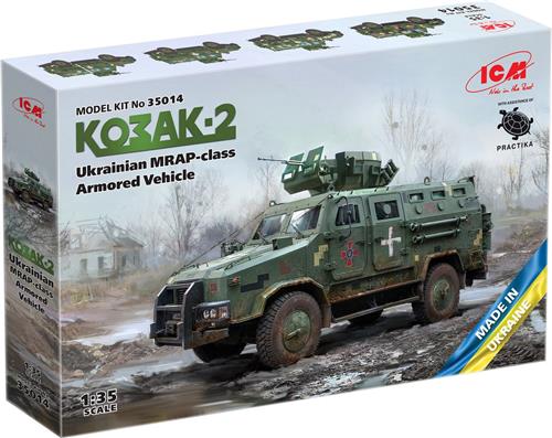 1:35 ICM 35014 Ukrainian MRAP-class Armored Vehicle Kozak-2 Plastic Modelbouwpakket