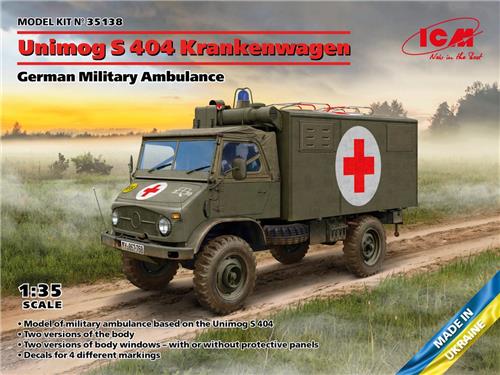 1:35 ICM 35138 Unimog S 404 - German Military Ambulance Plastic Modelbouwpakket