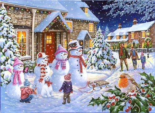 House of Puzzles Snow Family - 1000 Piece Jigsaw Puzzle