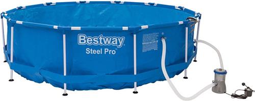 Bestway opzetzwembad Complete Set Ø366 x 84 cm - Familiezwembad- zwembaden -  inclusief: pomp, oppervlakteskimmer, afdekzeil, thermometer, chloordistributeur en reparatiekit