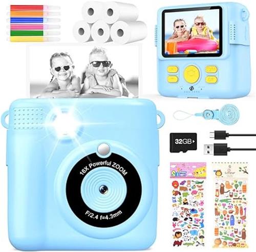 Equivera Kindercamera met Foto Printer - Kindercamera - Printcamera - Digitale Camera Kinderen - Speelgoed Camera