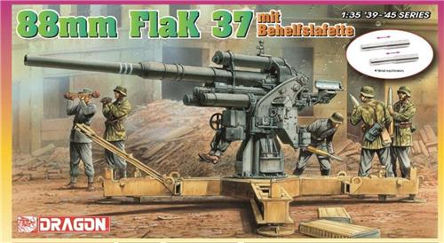 1:35 Dragon 6523 88mm FlaK 37 mit Behelfslafette Plastic Modelbouwpakket