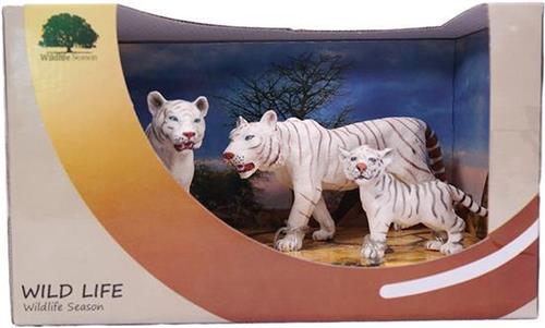 PIA Soft Toys - Witte Tijger familie in Showbox - PVC - Wildlife - 12cm