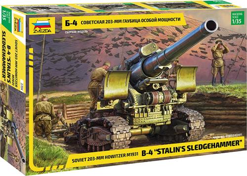 1:35 Zvezda 3704 Soviet 203-mm hotwizer M1931 B-4 "Stalin's Sledgehammer" Plastic Modelbouwpakket